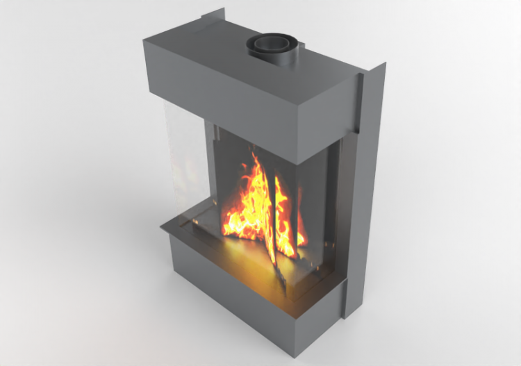 Chimneys and chimney pots 3D - Gas Fireplace - Barbas...
