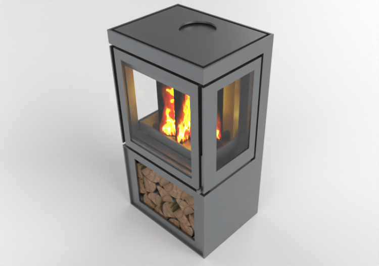 Chimneys and chimney pots 3D - Wood burning fireplace -...