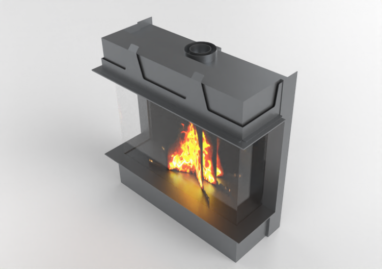 Chimneys and chimney pots 3D - Gas Fireplace - Barbas...