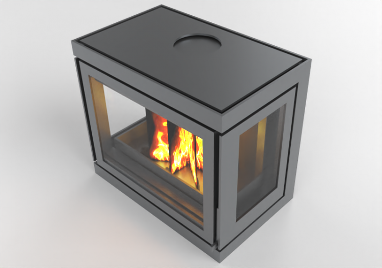 Chimneys and chimney pots 3D - Wood burning fireplace -...