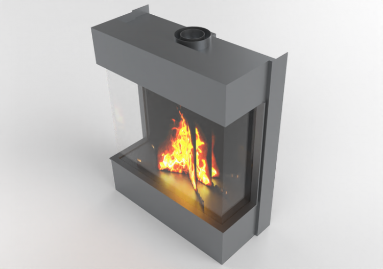 Chimneys and chimney pots 3D - Gas Fireplace - Barbas...