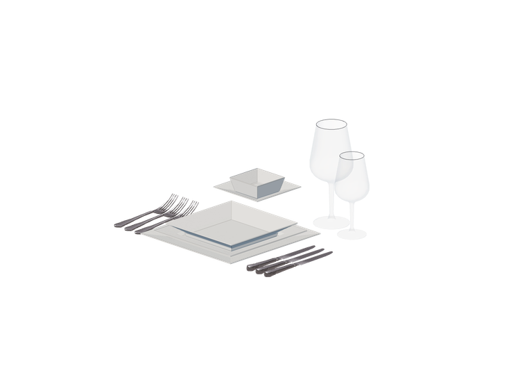 Stoviglie e posate 3D - Set da cucina moderno - ACCA... Stoviglie e posate 3D - Set da cucina moderno - ACCA...