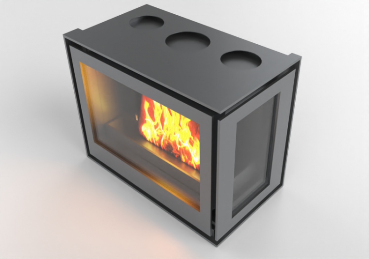 Chimneys and chimney pots 3D - Wood burning fireplace -...