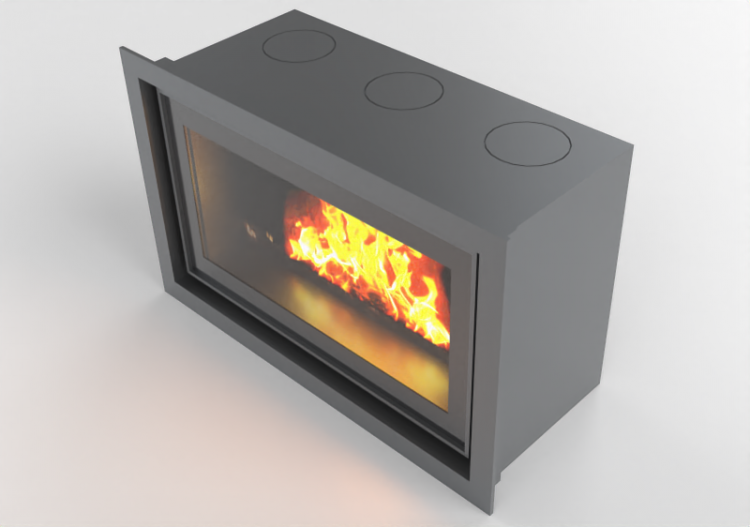 Chimneys and chimney pots 3D - Wood burning fireplace -...