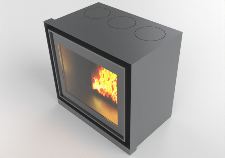 Chimneys and chimney pots 3D - Wood burning fireplace -...