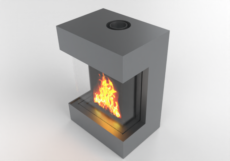 Chimneys and chimney pots 3D - Gas fireplace - Barbas...