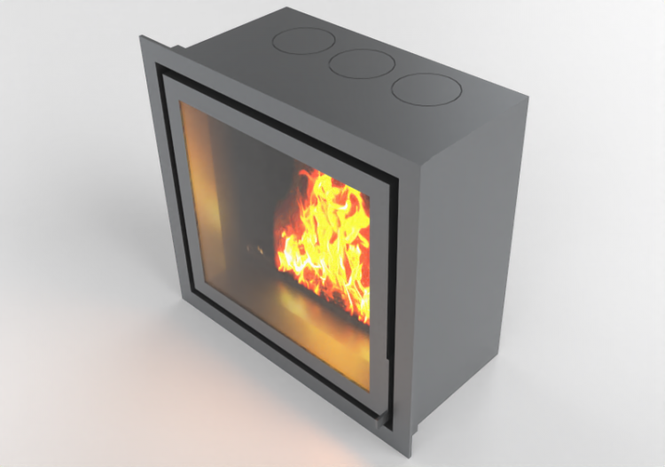 Chimneys and chimney pots 3D - Wood burning fireplace -...