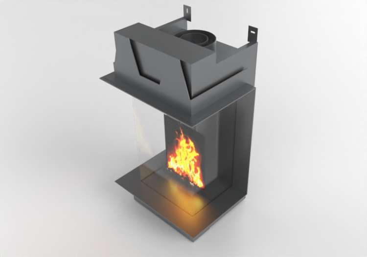 Chimneys and chimney pots 3D - Gas fireplace - Barbas...