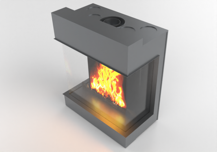Chimneys and chimney pots 3D - Gas fireplace - Barbas...