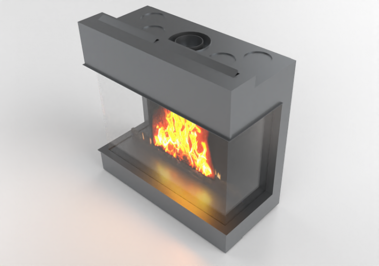 Chimneys and chimney pots 3D - Gas fireplace - Barbas...