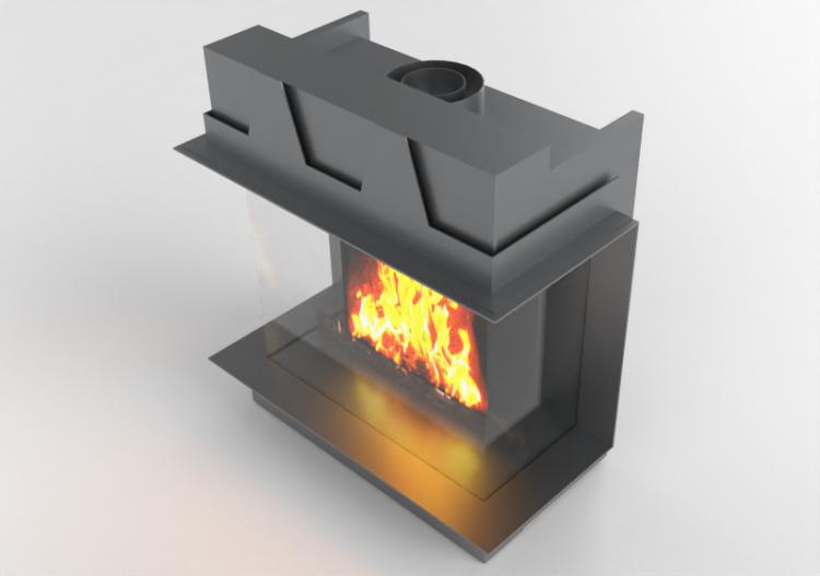 Chimneys and chimney pots 3D - Gas fireplace - Barbas...