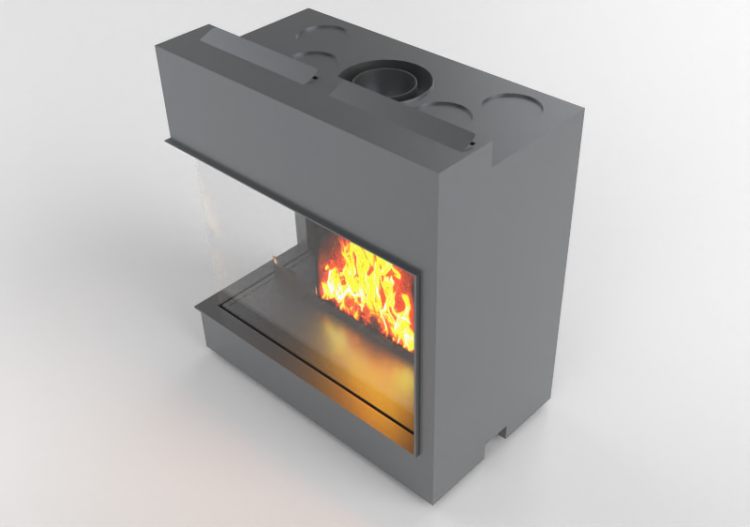 Chimneys and chimney pots 3D - Gas fireplace - Barbas...