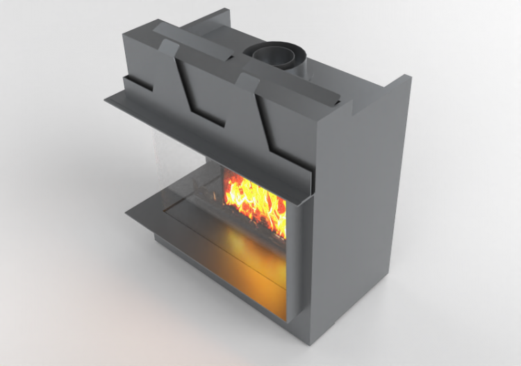 Chimneys and chimney pots 3D - Gas fireplace - Barbas...