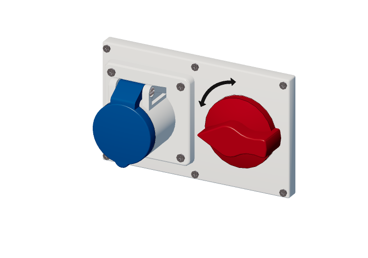Prise verrouillable horizontale avec interrupteur IP 44 200... Prise verrouillable horizontale avec interrupteur IP 44 200...
