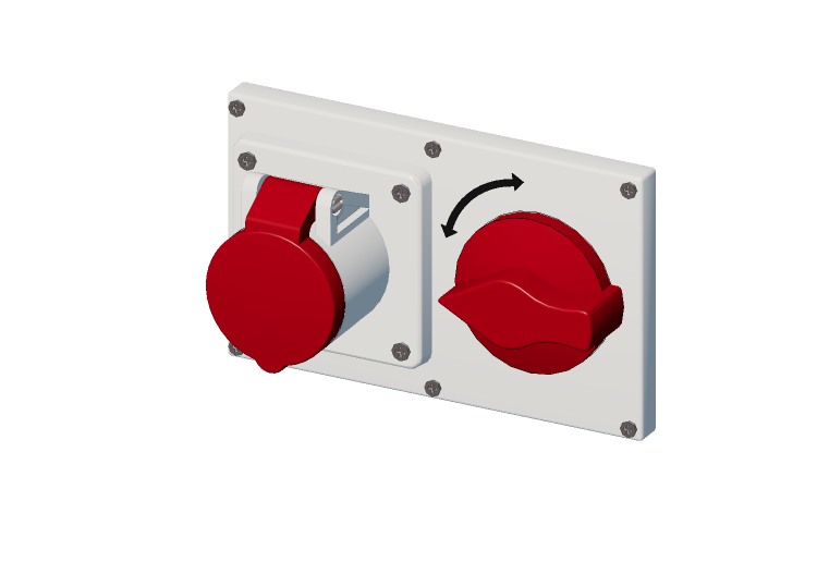 Horizontal verriegelte Steckdose mit Schalter IP 44 380 V -... Horizontal verriegelte Steckdose mit Schalter IP 44 380 V -...
