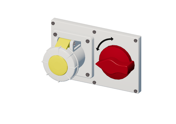 Tomacorriente horizontal interbloqueado con interruptor IP... Tomacorriente horizontal interbloqueado con interruptor IP...