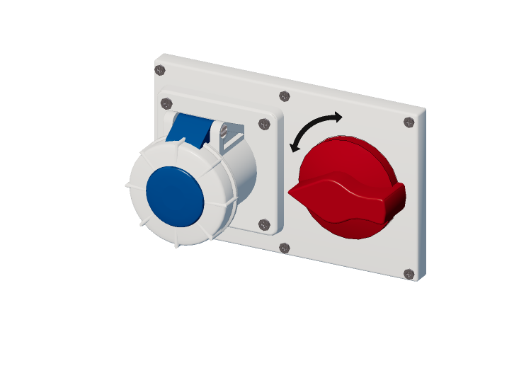 Horizontal interlocked socket with switch IP 67 200 V - 250... Horizontal interlocked socket with switch IP 67 200 V - 250...