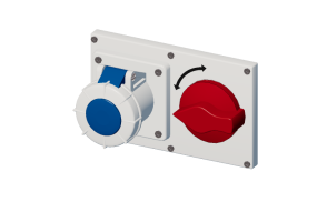 Horizontal verriegelte Steckdose mit Schalter IP 67 200 V - 250 V