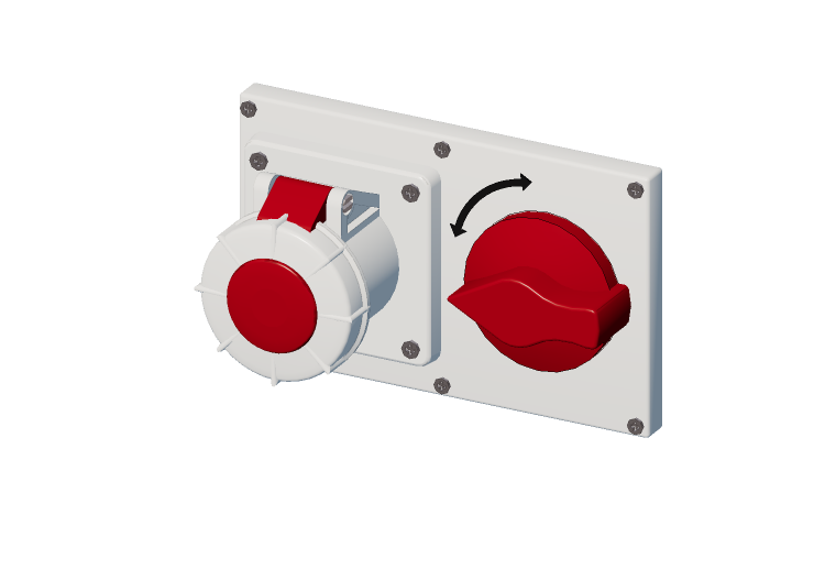 Toma horizontal interbloqueada con interruptor IP 67 380 V... Toma horizontal interbloqueada con interruptor IP 67 380 V...