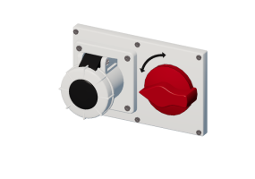 Horizontal verriegelte Steckdose mit Schalter IP 67 480 V - 1000 V