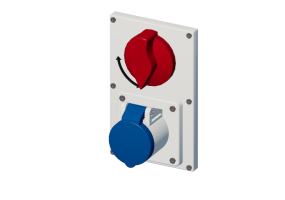 Vertical interlocked socket with switch IP 44 200 V - 250 V