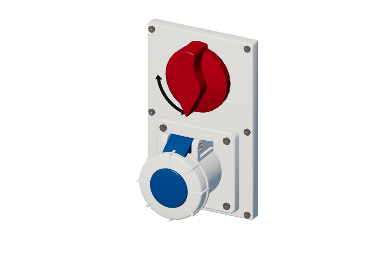 Vertikal verriegelbare Steckdose mit Schalter IP 67 200 V -... Vertikal verriegelbare Steckdose mit Schalter IP 67 200 V -...