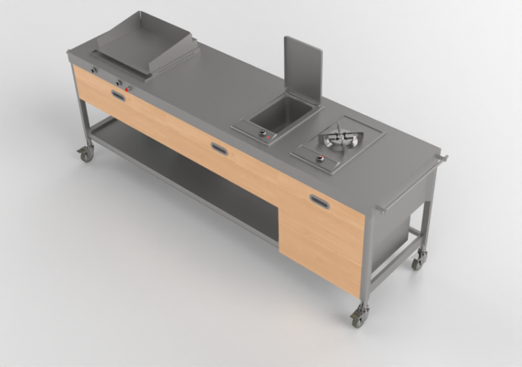 3D Kitchens - Gas grill with fryer and stove - Alpes Inox -...