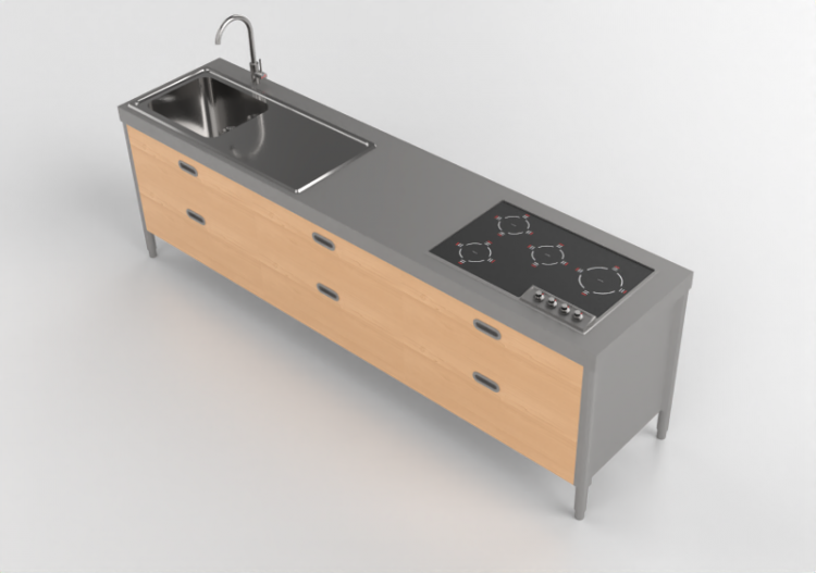 Cozinhas 3D - Cozinha componível - Alpes Inox - ACCA...