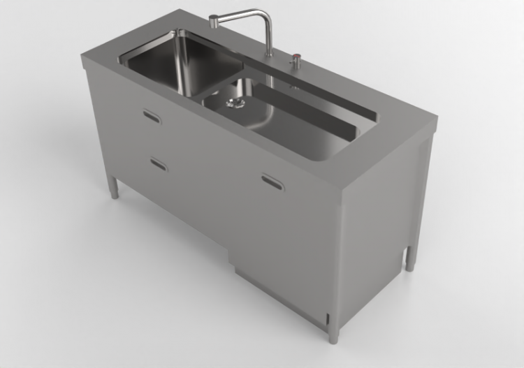 3D Spülbecken - Spülbecken mit Schubladen und Spülmaschine...