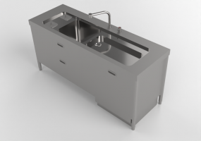 3D Spülbecken - Spülbecken mit Schubladen und Spülmaschine - Alpes Inox