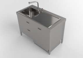 3D Spülbecken - Spülbecken mit Schubladen und Spülmaschine - Alpes Inox
