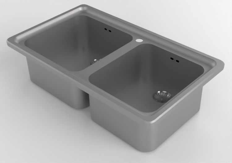 3D Spülbecken - Spülbecken aus Metall - Alpes Inox - 87+2V...