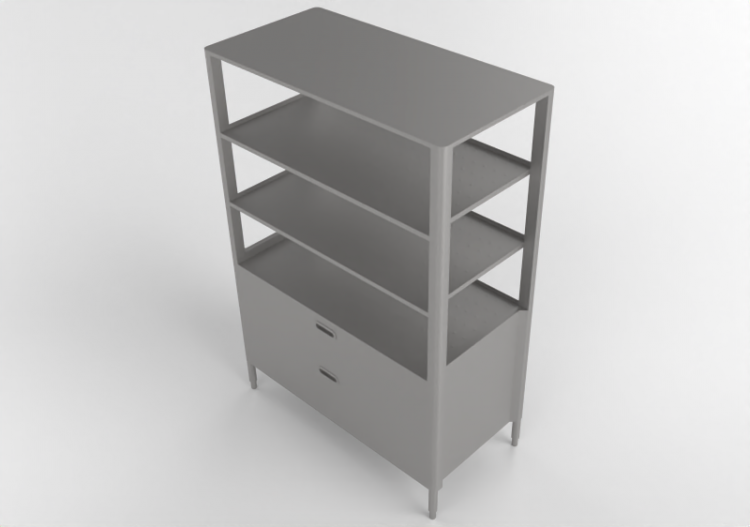 Colonne 3D - Colonna con ripiani e cassetto - Alpes Inox -...