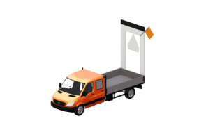 Macchine 3D - Furgone cassonato con segnale di preavviso