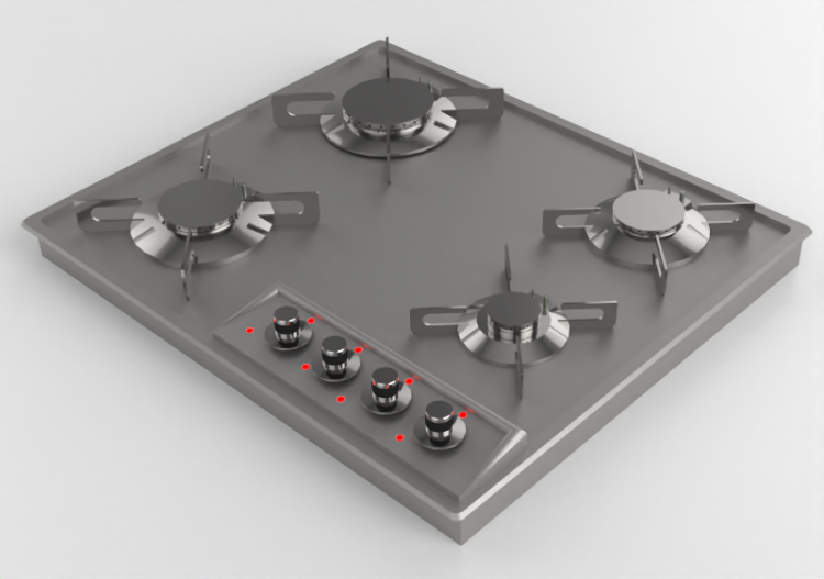 Eletrodomésticos 3D - Fogão a gás - Alpes Inox - F+559+4G -...