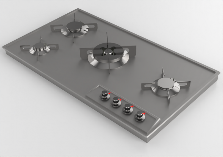3D Haushaltgeräte - Gasherd - Alpes Inox - F+489+3GTC -...