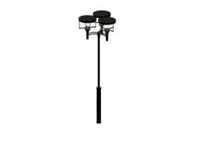 3D Street Lights - Lamppost with three lights - Hobbyka - Perspective