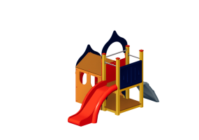 3D Spielplatz - Spielh&auml;uschen mit Krabbelaufgang und Rutsche - Holzhof - CASABLANCA XS11