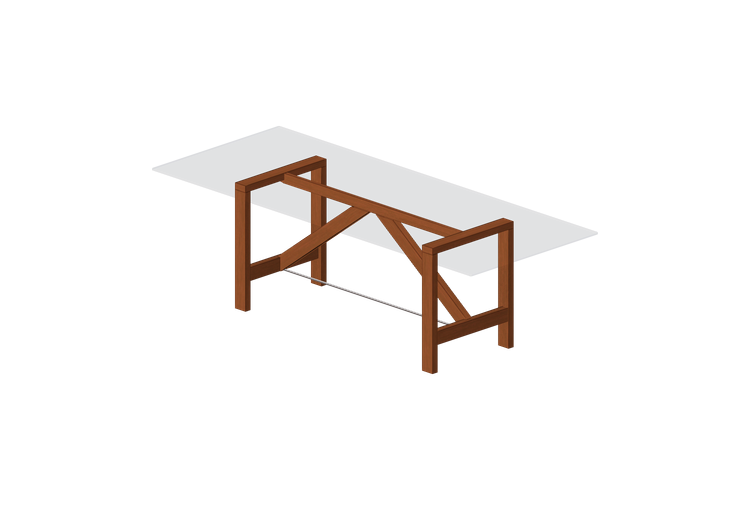 Mesas 3D - Mesa de madera con superficie de vidrio - Horm -... Mesas 3D - Mesa de madera con superficie de vidrio - Horm -...
