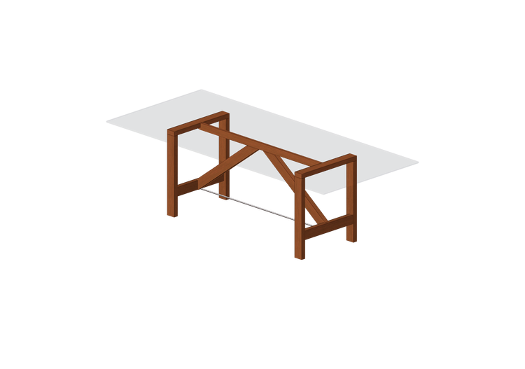 3D Tisch - Holztisch mit Glasplatte - Horm - Capriata Glass... 3D Tisch - Holztisch mit Glasplatte - Horm - Capriata Glass...