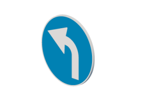 Vorgeschriebene Fahrtrichtung hier links