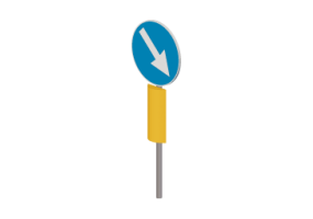 Traffic proceeds to the right with margin delineator