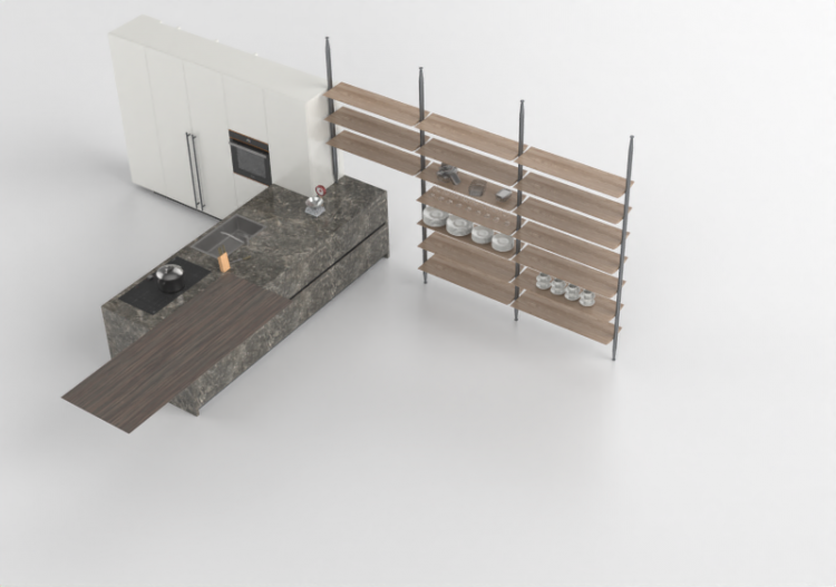 Cozinhas 3D - Cozinha com eletrodomésticos - Alta - Sistema...