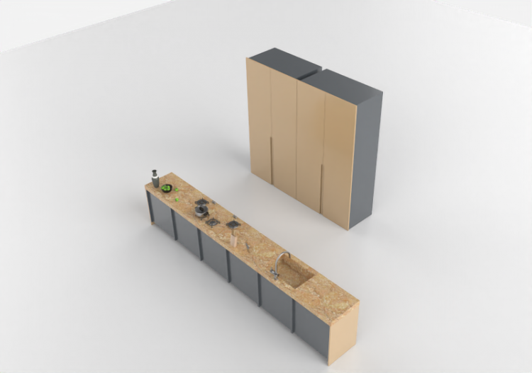 Cozinhas 3D - Cozinha com eletrodomésticos - Alta - Sistema...