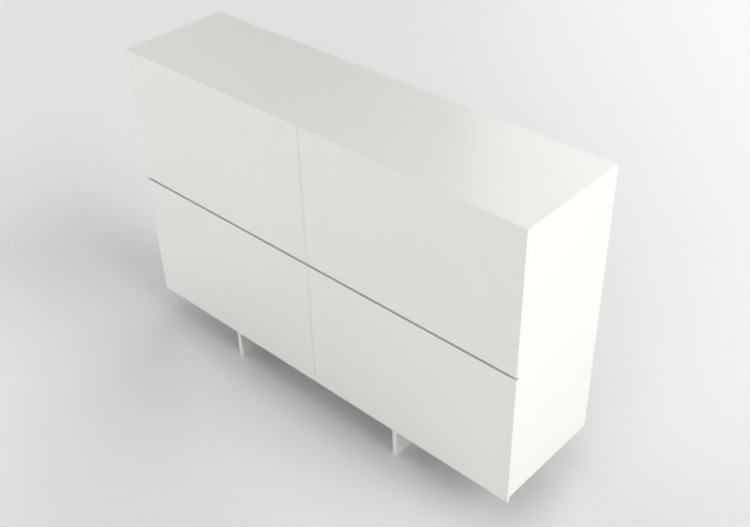 3D Bücherregal und Behälter - Sideboard aus lackiertem Holz...
