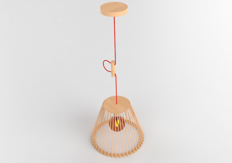 Lampe à suspension 3D - Lampe à suspension en bois - Avant...