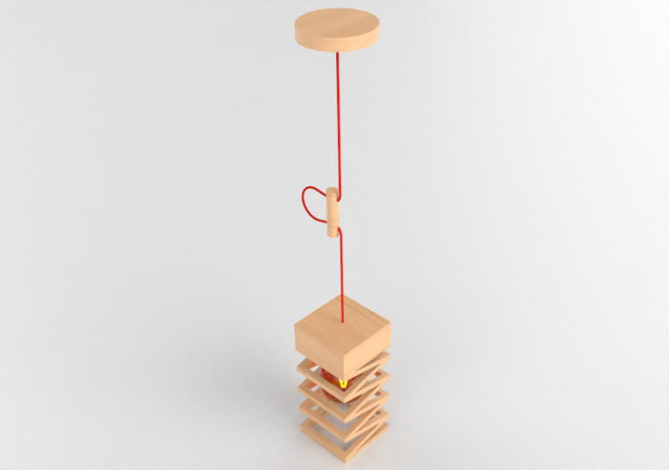 Lampe à suspension 3D - Lampe à suspension en bois - Avant...