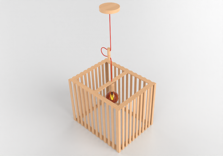 Lampe à suspension 3D - Lampe à suspension en bois - Avant...
