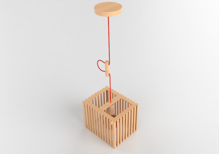 Lâmpada pingente 3D - Luminária pendente de madeira - Avant...