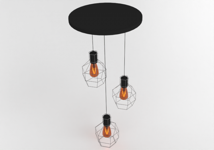 Lâmpada pingente 3D - Luminária pendente de metal - Avant...
